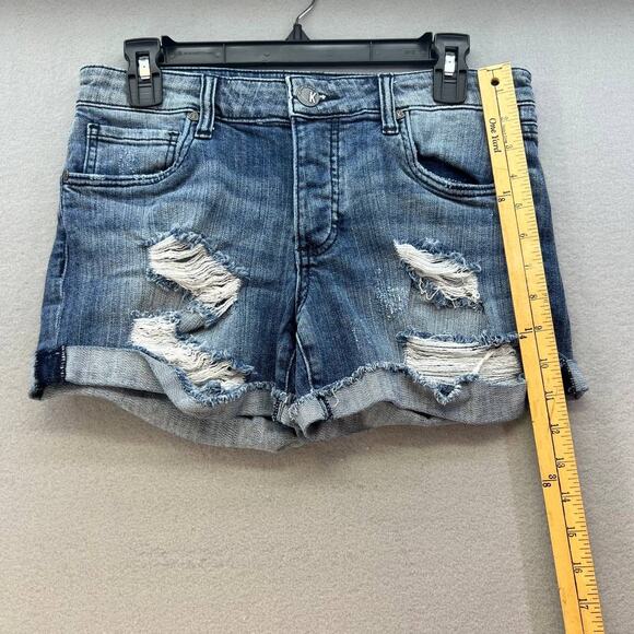 Kut from the Kloth Women's Blue The Madeline Boyfriend Shorts Size 4 Distressed - Picture 16 of 16